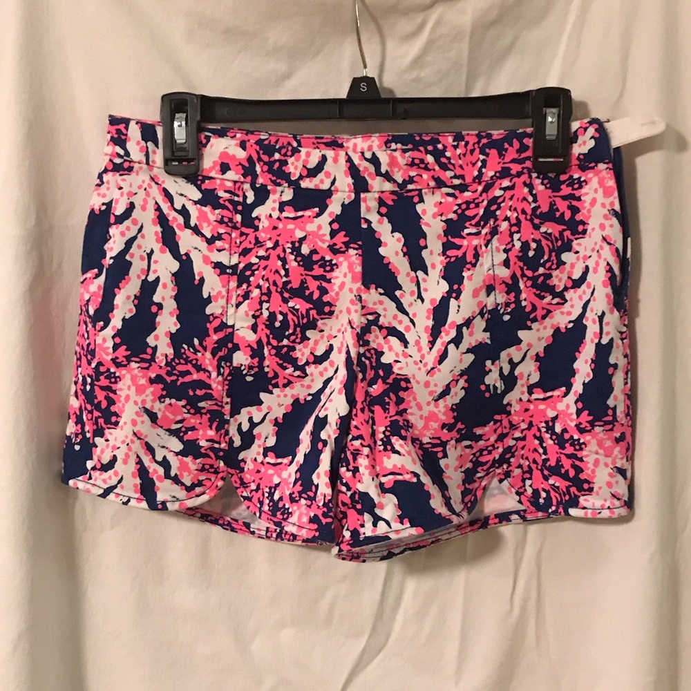 Lilly Pulitzer Vibrant Coral Print High Waist Shorts